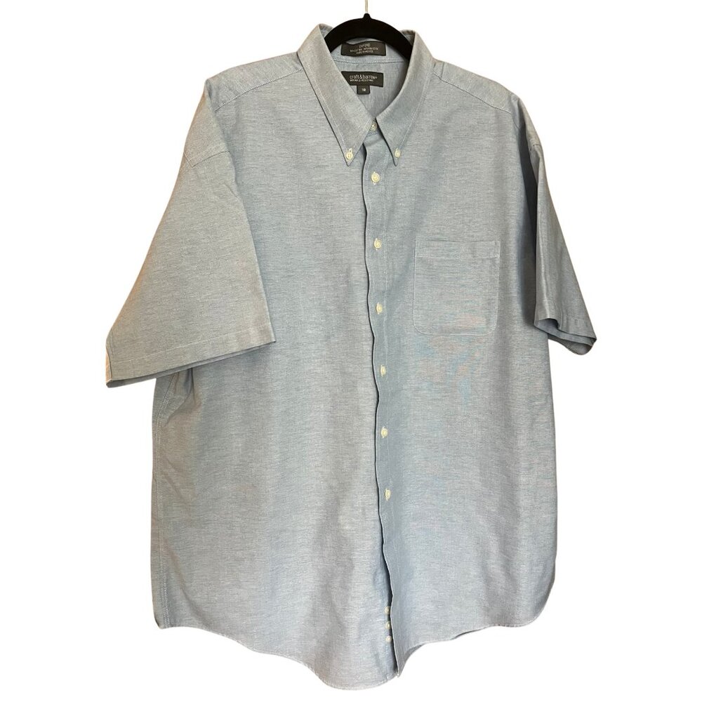 Cotton Blend Short Sleeve Chambray Button Down Shirt // Croft & Barrow Men's 18